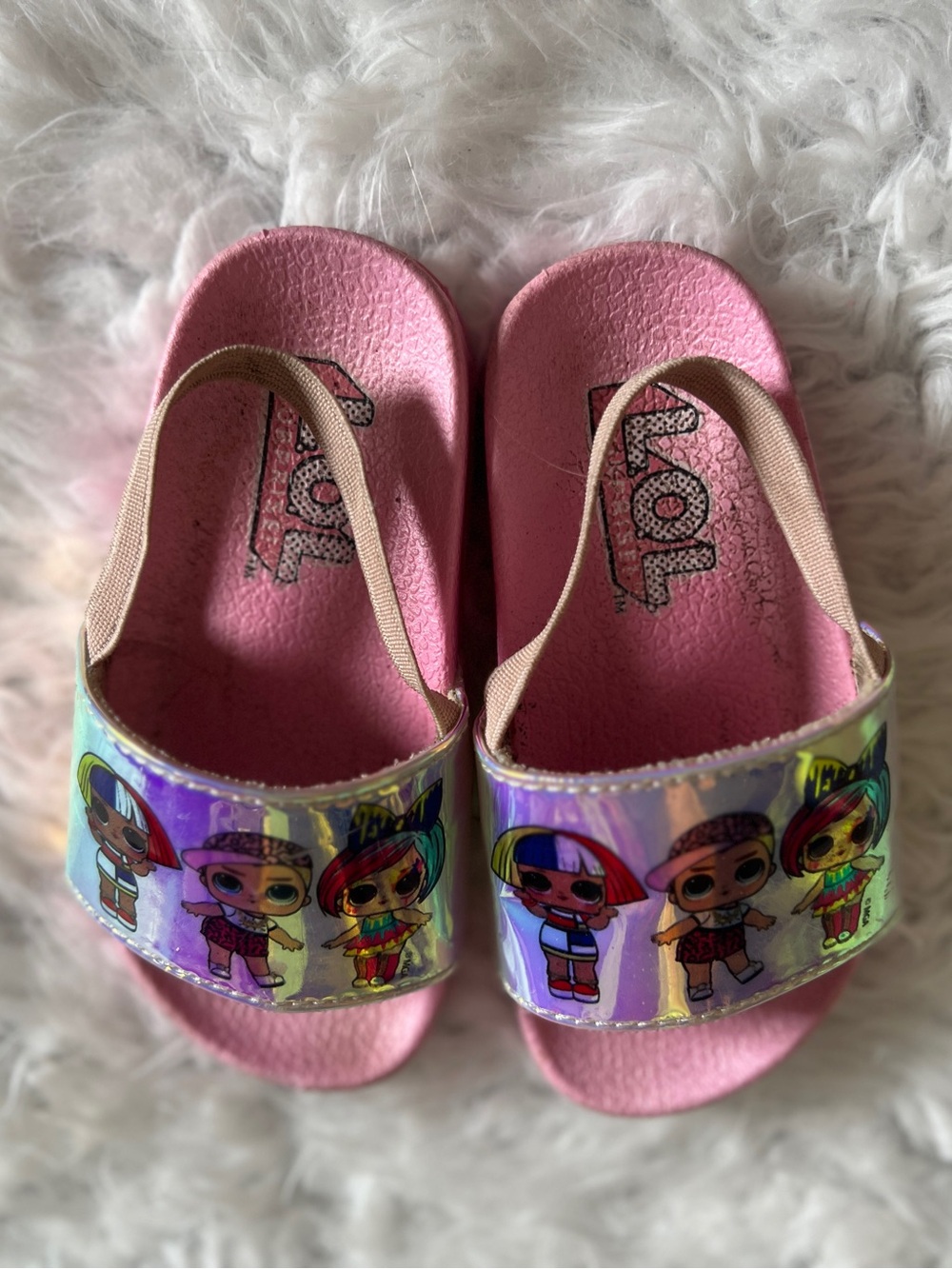 L.O.L. Surprise! Pink Holographic Character Slide Sandals